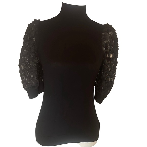 Catherine Malandrino Mock Neck 3/4 Sleeve Tee - Picture 1 of 4